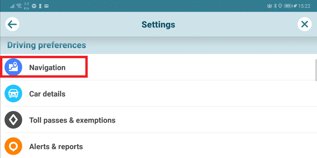 In Settings page, scroll down to Driving Preference -> Navigation